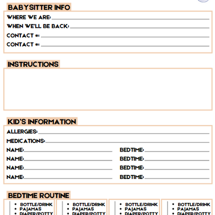 Babysitter Binder | 17-Page Editable Canva Template