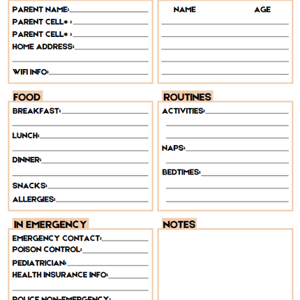 Babysitter Binder | 17-Page Editable Canva Template