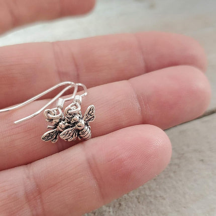 Sterling Silver Bee Dangle Earrings