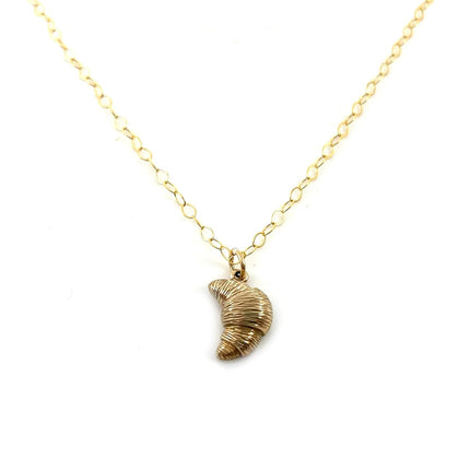 Dainty Croissant Charm Necklace – 14k Gold Filled | Handmade Foodie Gift