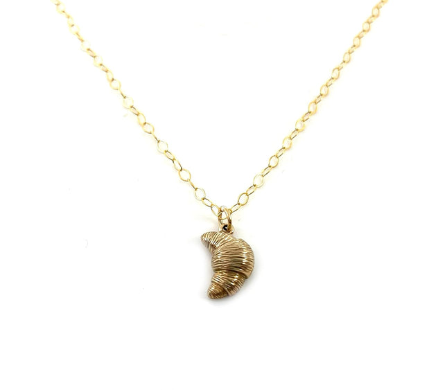 Dainty Croissant Charm Necklace – 14k Gold Filled | Handmade Foodie Gift