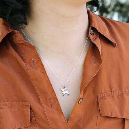 Sterling Silver Chihuahua Charm Necklace – Tiny Dog Lover Gift