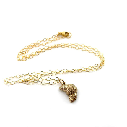 Dainty Croissant Charm Necklace – 14k Gold Filled | Handmade Foodie Gift