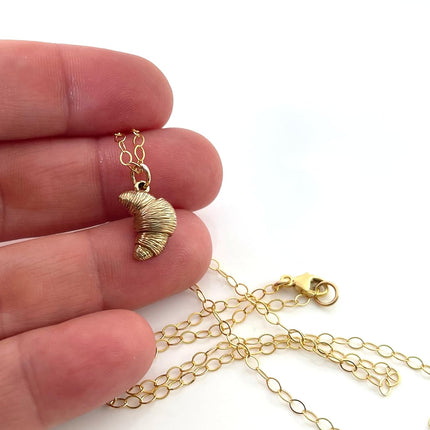 Dainty Croissant Charm Necklace – 14k Gold Filled | Handmade Foodie Gift