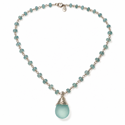 Blue Chalcedony & Apatite Necklace – Sterling Silver
