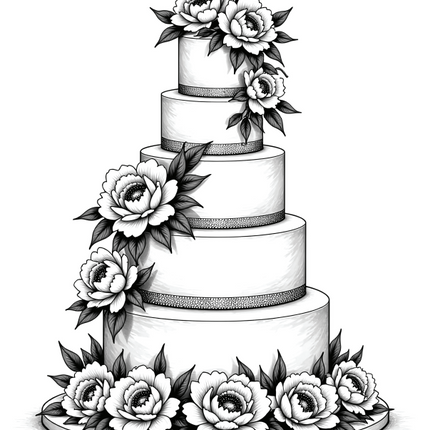 57 Floral Wedding Cake Coloring Pages (Printable & Digital PDF)