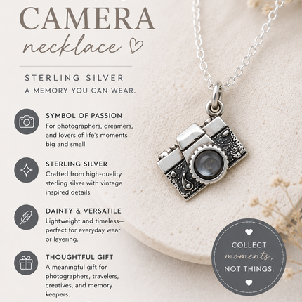 Sterling Silver Vintage Camera Necklace – Photographer Gift