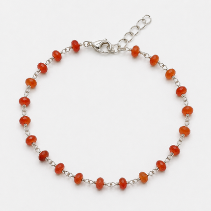 Sterling Carnelian Gemstone Wire Wrapped Bracelet