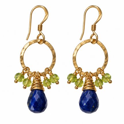 Dainty Lapis & Peridot Earrings