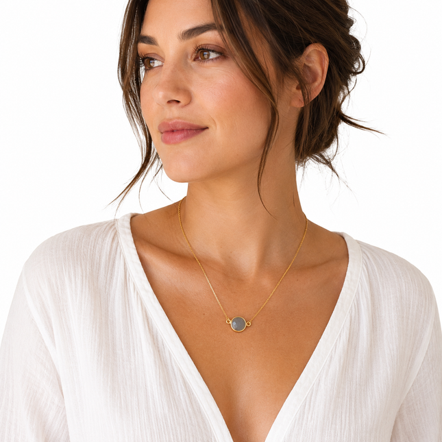 Gray Chalcedony Gold Filled Necklace