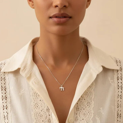 Dainty Chai Hebrew Necklace in Sterling Silver – Minimalist Jewish Life Pendant, Handmade in Raleigh