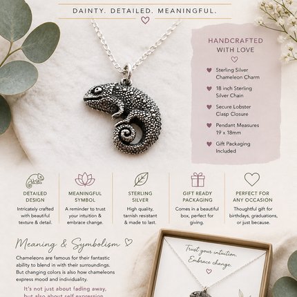 Chameleon Charm - Sterling Silver Necklace