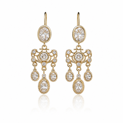 Oval Chandelier Bridal Earrings