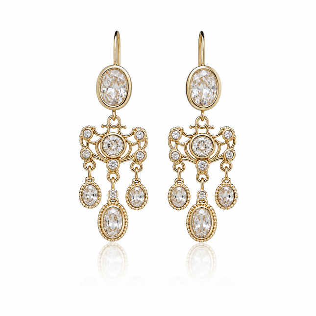 Oval Chandelier Bridal Earrings