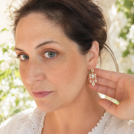 Oval Chandelier Bridal Earrings