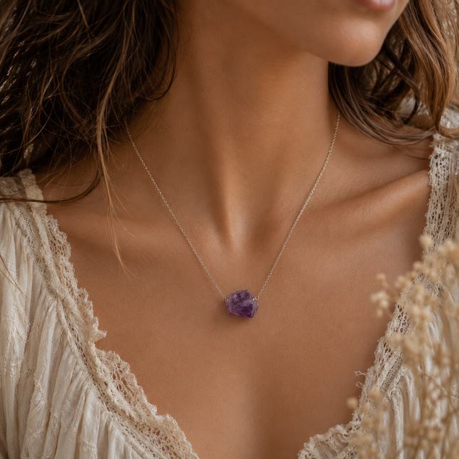 OOAK Raw Amethyst Necklace