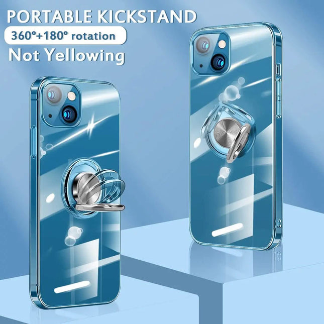 Clear Phone Case iPhone 14 Transparent Anti-Scratch with Ring Kickstand