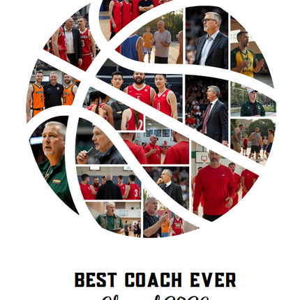 Basketball Best Coach Ever Photo Collage – Editable Canva Template
