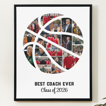 Basketball Best Coach Ever Photo Collage – Editable Canva Template