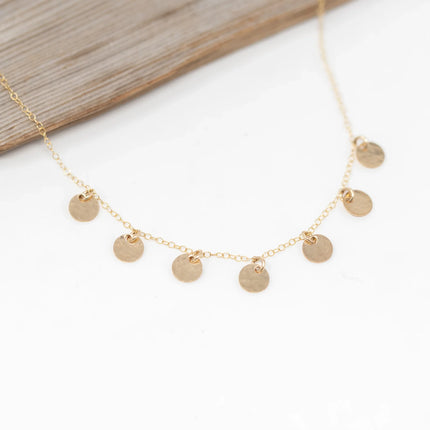 Confetti Disc Necklace | Sterling Silver or Gold Filled | 18 Inch Necklace