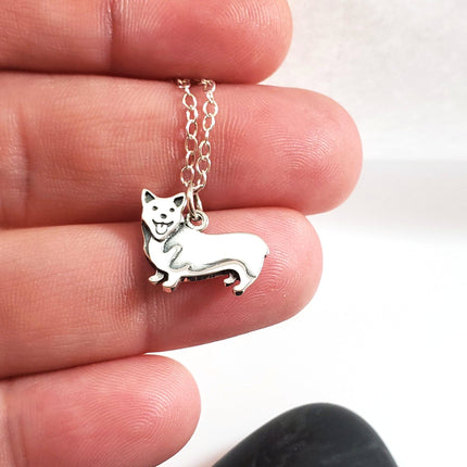 Corgi Dog Charm Necklace - Sterling Silver Jewelry