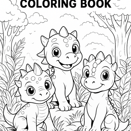 50 Cute Dinosaur Coloring Pages – Instant Download PDF