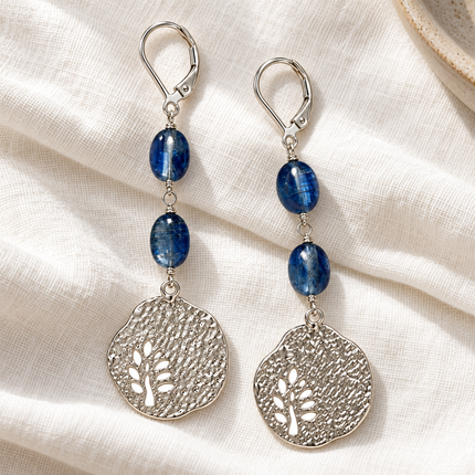 Blue Kyanite Leaf Earrings