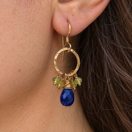 Dainty Lapis & Peridot Earrings