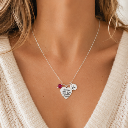Always Wear Your Invisible Crown Necklace – Personalized Birthstone & Initial