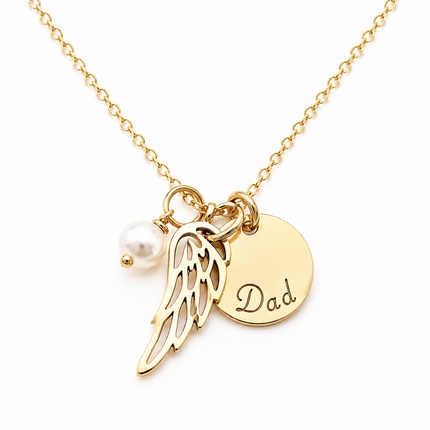 Angel Wing Memorial Necklace for Dad – Remembrance Jewelry