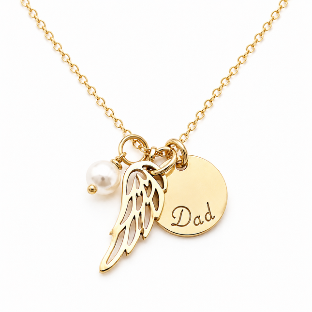 Angel Wing Memorial Necklace for Dad – Remembrance Jewelry