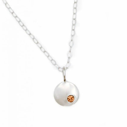 Dainty Birthstone Disc Necklace – Personalized Swarovski Charm on 18" Chain
