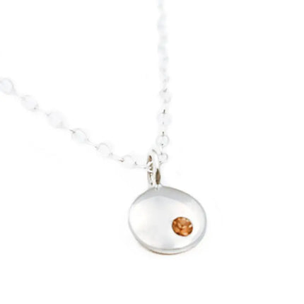 Dainty Birthstone Disc Necklace – Personalized Swarovski Charm on 18" Chain