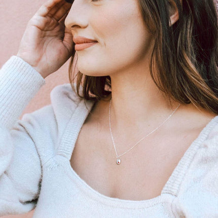 Dainty Birthstone Disc Necklace – Personalized Swarovski Charm on 18" Chain