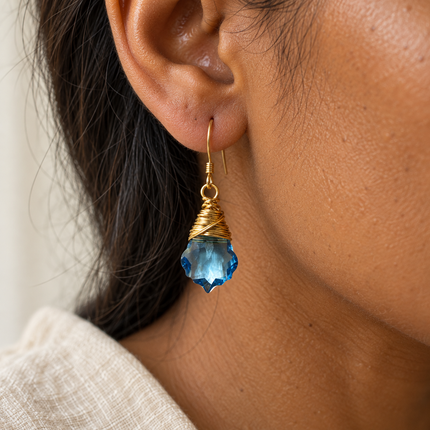 Aquamarine Swarovski Baroque Crystal Earrings