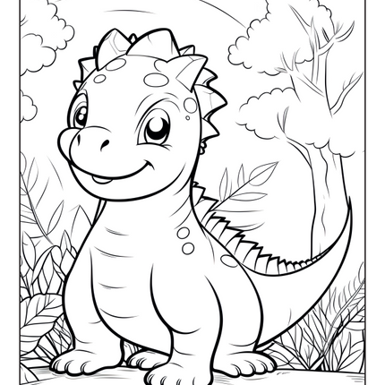 50 Cute Dinosaur Coloring Pages – Instant Download PDF