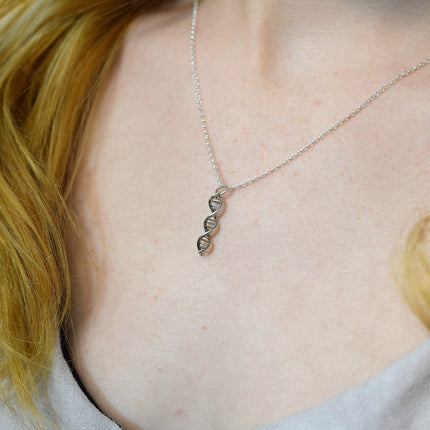 DNA Charm Necklace - Sterling Silver Necklace - Gift for Her