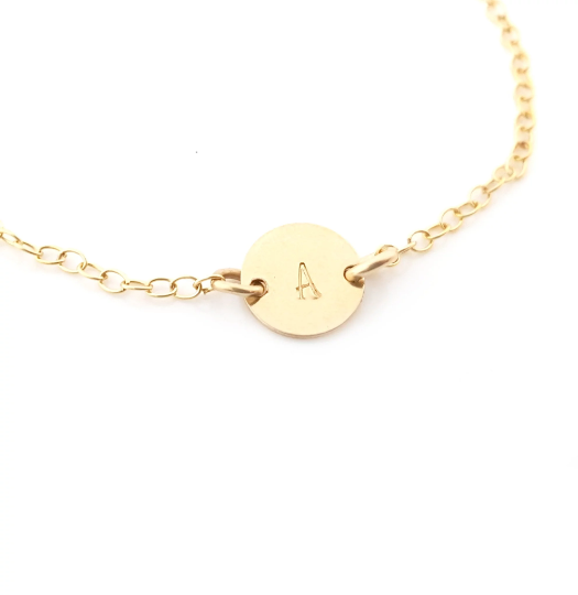 Initial Bracelet - 14k Gold Filled Monogram Bracelet - Single Initial Bracelet - Dainty Gold Chain Bracelet - Gift for Her - Personalized