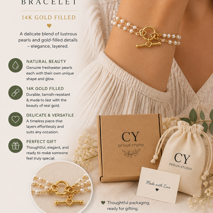 Dual Layer Freshwater Pearl Bracelet – 14K Gold Filled