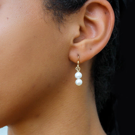 Double Pearl Drop Earrings