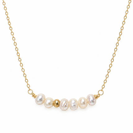 Freshwater Pearl & Gold Pyrite Necklace