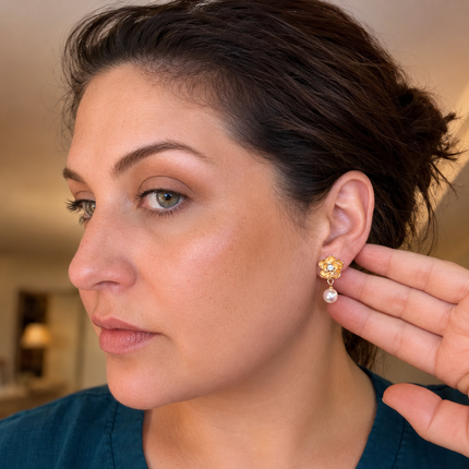 Limited Edition Floral Pearl Drop Earrings