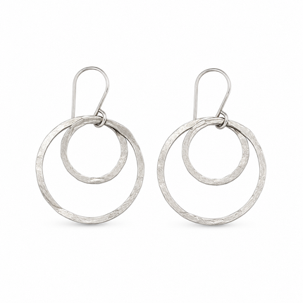 Hand Forged Sterling Silver Double Circle Earrings