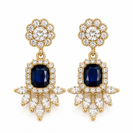 Blue Crystal Chandelier Earrings
