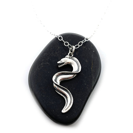Moray Eel Sterling Silver Charm Necklace – 18" Chain