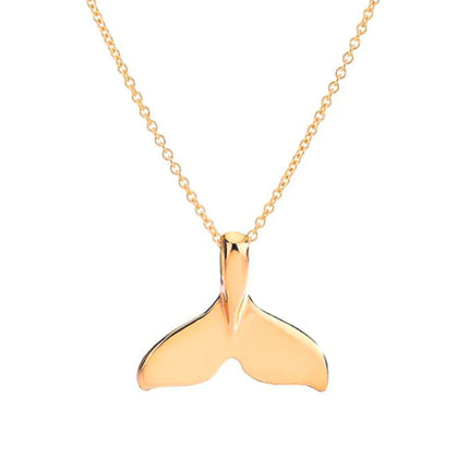 Gold Whale Tail Necklace – Ocean-Inspired Pendant on 18" Gold Filled Chain