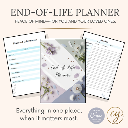 End-of-Life Planner | 35-Page Editable Canva Template