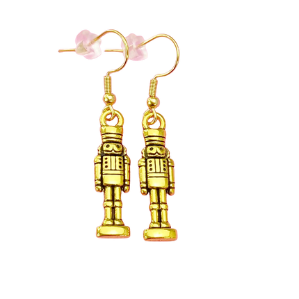 Nutcracker Charm Earrings – Gold or Silver – Gift-Ready Christmas Stocking Stuffer