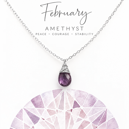February Birthstone Necklace - Sterling Silver