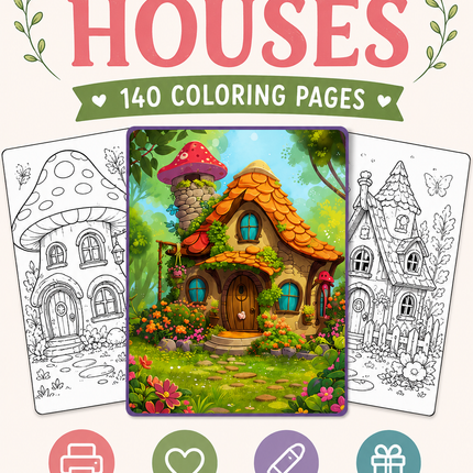 140 Enchanting Fairy Houses Coloring Pages – Printable PDF or Digital Use